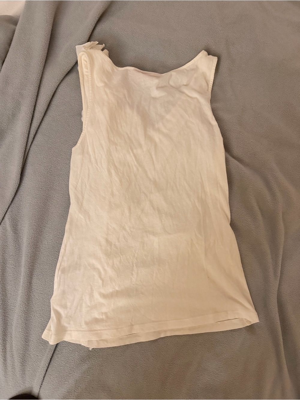 ELLE Cream Ruffle One-Shoulder Tank - Picture 3 of 4